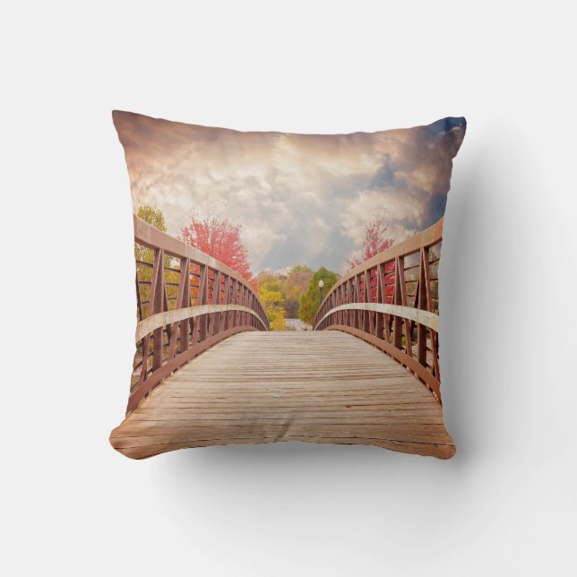 Rustic Wooden Bridge in the Country Cushion (Front)