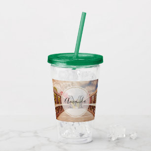 Rustic Wooden Bridge in the Country Monogram Acrylic Tumbler