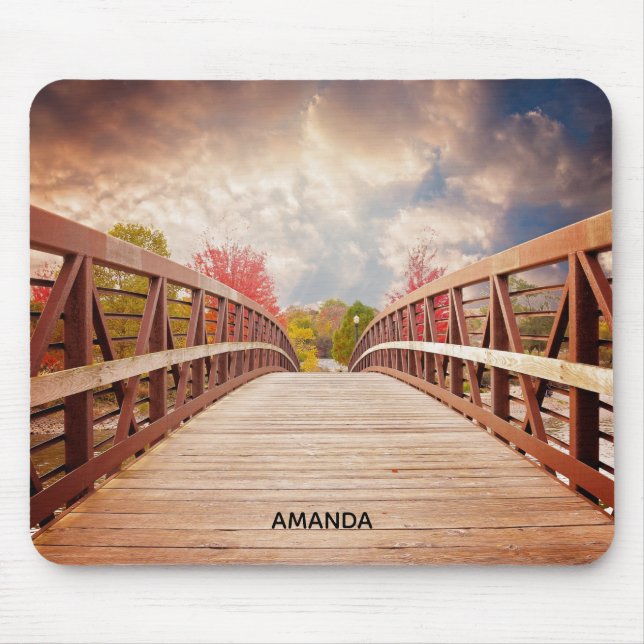 Rustic Wooden Bridge in the Country Mouse Mat (Front)