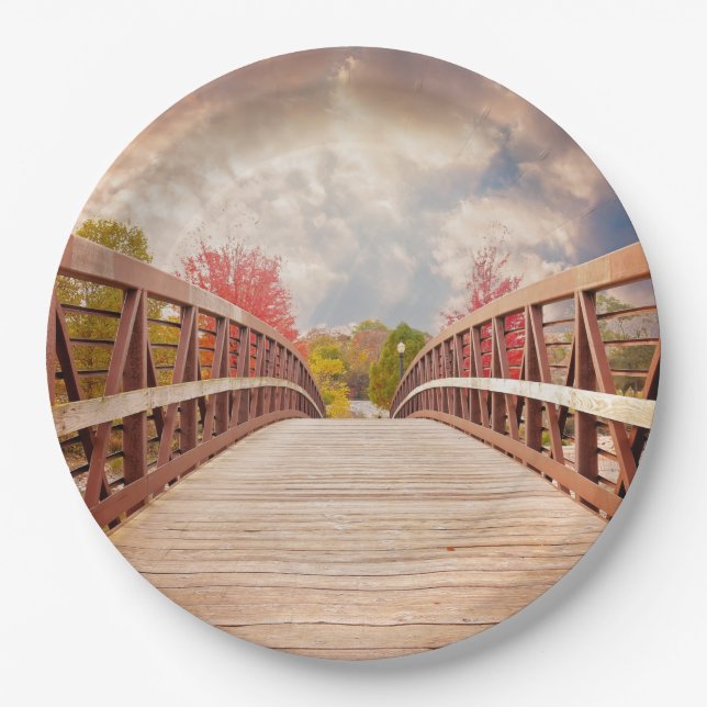 Rustic Wooden Bridge in the Country Paper Plate (Front)