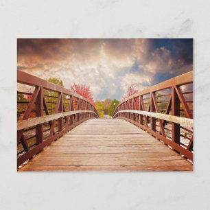 Rustic Wooden Bridge in the Country Postcard