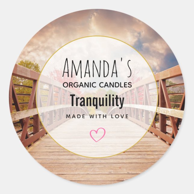 Rustic Wooden Bridge in the Country Soap Candle Classic Round Sticker (Front)