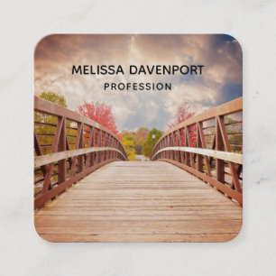 Rustic Wooden Bridge in the Country Square Business Card