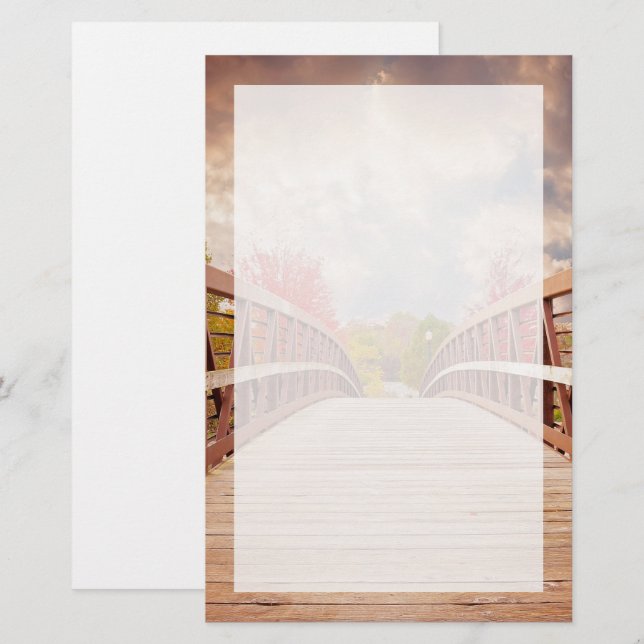 Rustic Wooden Bridge in the Country Stationery (Front/Back)