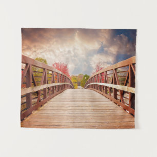 Rustic Wooden Bridge in the Country Tapestry