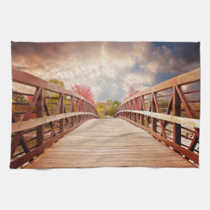 Rustic Wooden Bridge in the Country Tea Towel