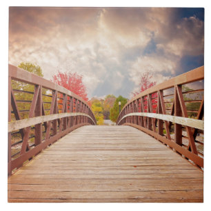 Rustic Wooden Bridge in the Country Tile