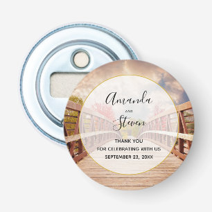 Rustic Wooden Bridge in the Country Wedding Thanks Bottle Opener