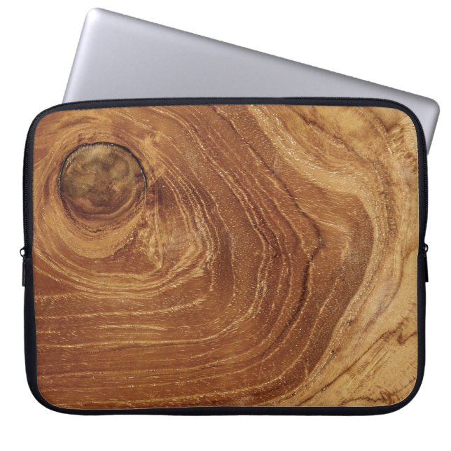 Rustic Wooden Brown Teak Wood Woodgrain Texture Laptop Sleeve (Front)
