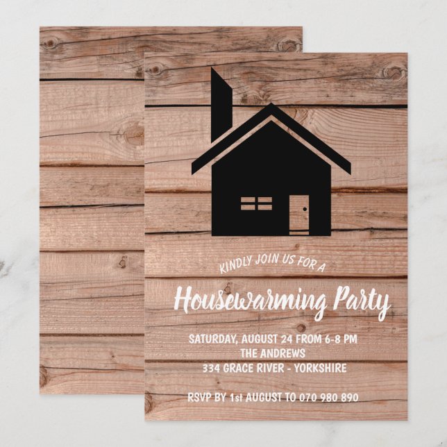 Rustic Wooden Chimney Housewarming Invitation (Front/Back)