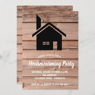 Rustic Wooden Chimney Housewarming Invitation