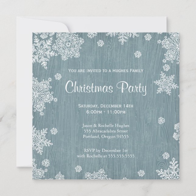Rustic Wooden Christmas Invitation (Front)