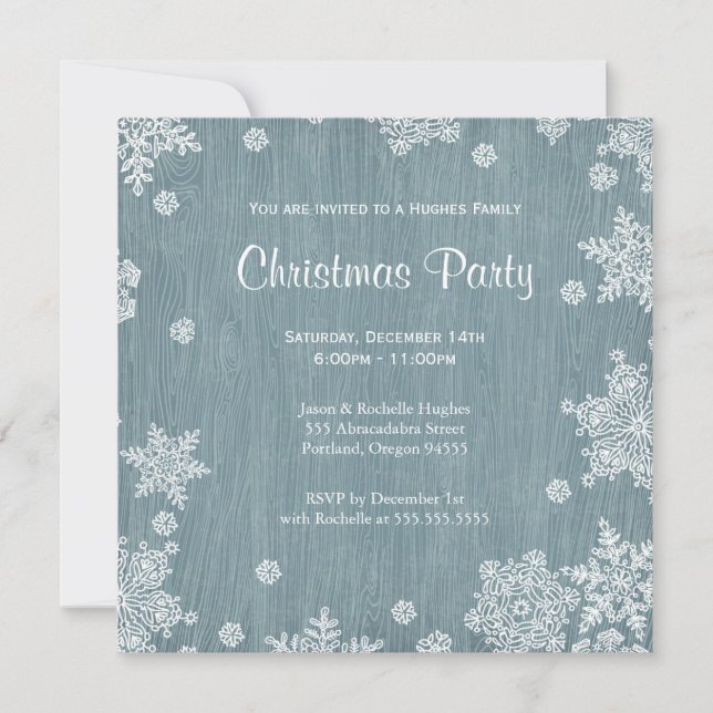 Rustic Wooden Christmas Invitation (Front)