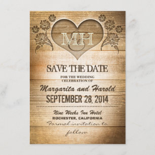 rustic wooden country save the date cards