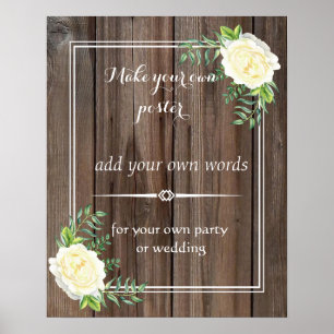 Rustic wooden Create your own poster print