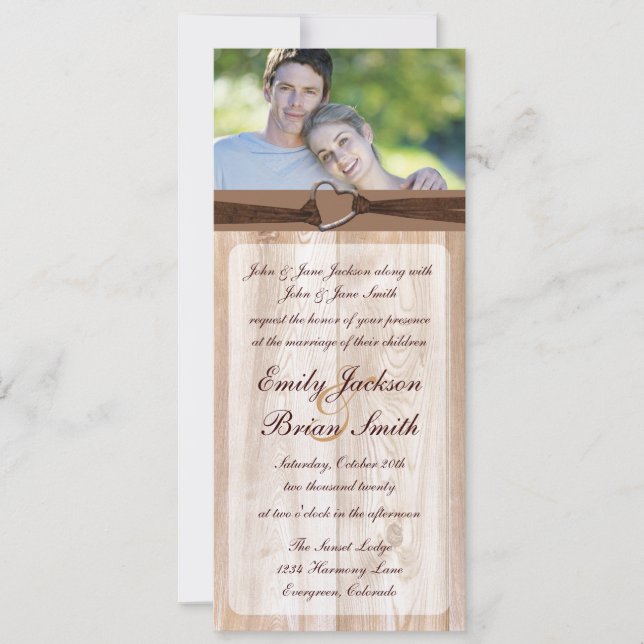 Rustic wooden customisable rack wedding cards (Front)
