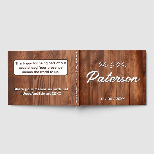 Rustic wooden elegant Country Wedding Guest Book (Full)