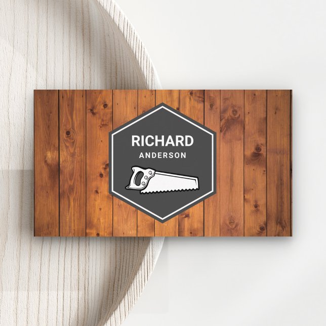 Rustic Wooden Flooring Custom Wood Works Carpenter Business Card (Creator Uploaded)