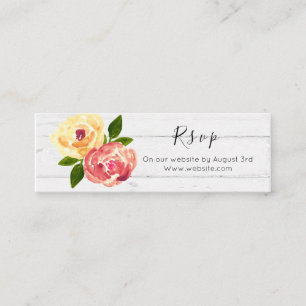 rustic wooden floral RVSP wedding website card