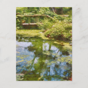 Rustic Wooden Footbridge Over A Creek Impressionis Postcard
