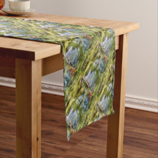 Rustic Wooden Footbridge Over A Creek Impressionis Short Table Runner