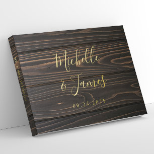 Rustic Wooden Gold Foil Wedding Guest Book