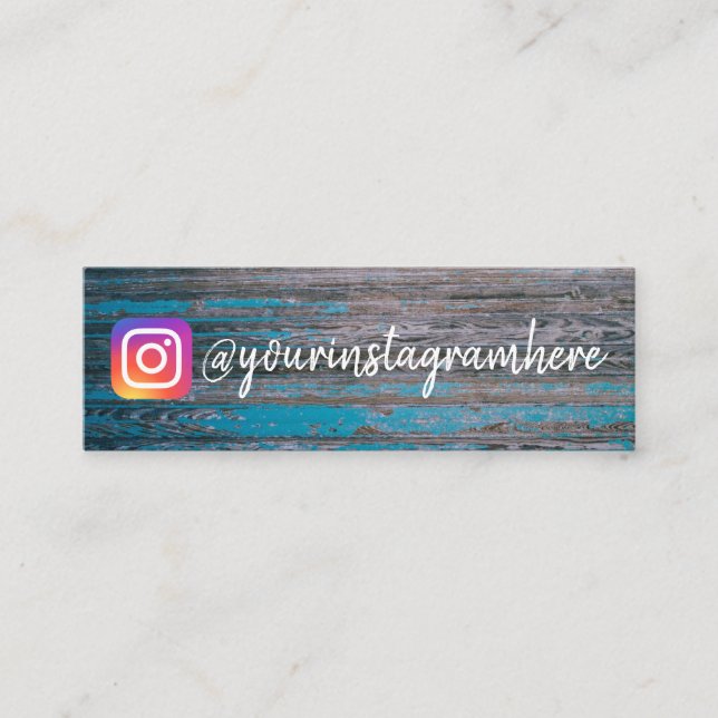 Rustic Wooden Instagram Social Media Mini Business Card (Front)