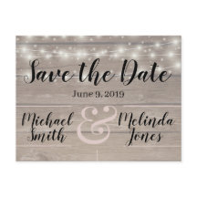 Rustic wooden lights Wedding Save the Date