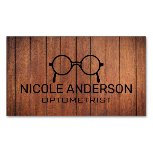  Rustic Wooden Optometrist Eye Glasses  Magnetic Business Card