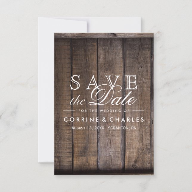 Rustic Wooden Pallet Wedding- Save the Date (Front)