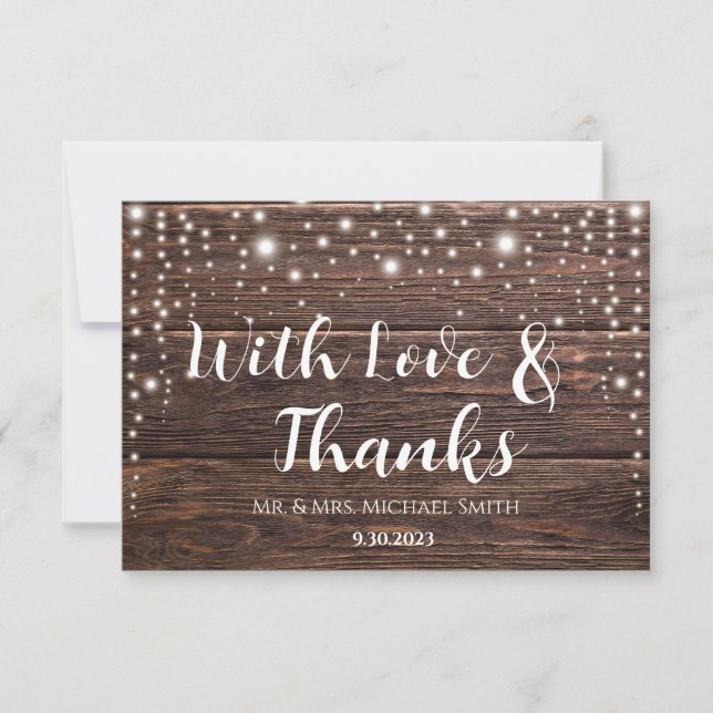 Rustic Wooden Photo Thank You Card - Customisable (Front)