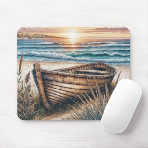 Rustic Wooden Rowboat Mouse Mat