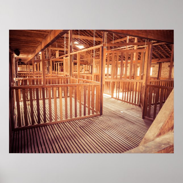 Rustic Wooden Shearing Shed Interior Poster (Front)