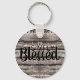 rustic wooden + SIMPLY BLESSED | Key Ring