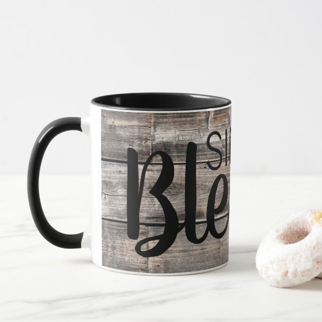 rustic wooden SIMPLY BLESSED | Mug (With Donut)