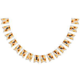 Rustic Wooden Textured Fall Birthday Bunting Bunting