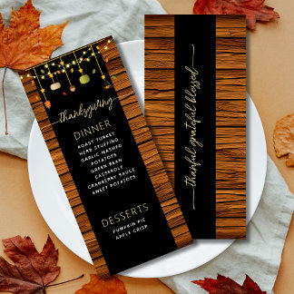 Rustic Wooden Thanksgiving Dinner Menu