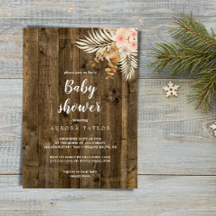Rustic wooden theme baby shower invitation