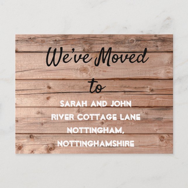 Rustic Wooden We’ve Moved New Home Announcement Postcard (Front)