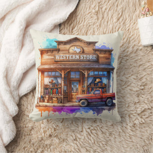 Rustic Wooden Western Store Cushion