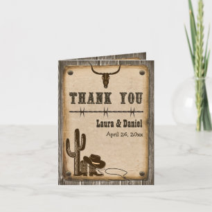 Rustic Wooden Western Style Thank You Card
