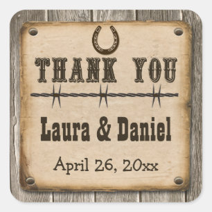 Rustic Wooden Western Style Wedding Favour Sticker