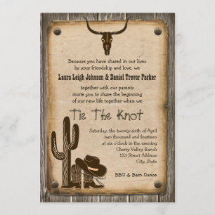 Rustic Wooden Western Style Wedding Invitation 2