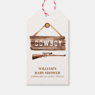 Rustic Wooden Wild West Cowboy Gun Baby Shower Gift Tags