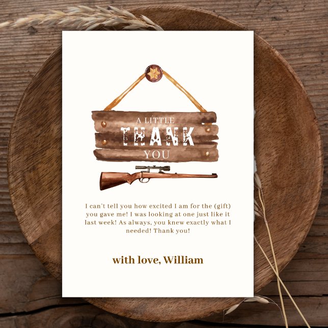 Rustic Wooden Wild West Cowboy Gun Baby Shower  Thank You Card (Rustic Wooden Wild West Cowboy Gun Baby Shower Thank You Card)