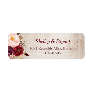 Rustic Woodgrain Look Burgundy Blush Floral