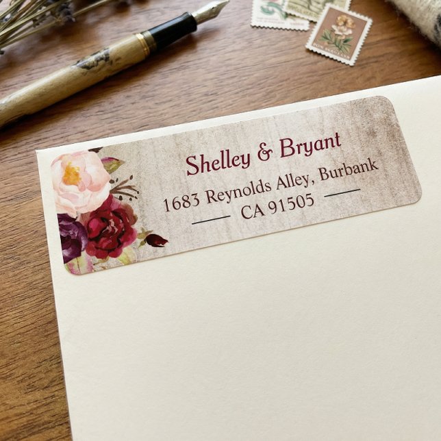 Rustic Woodgrain Look Burgundy Blush Floral (Creator Uploaded)