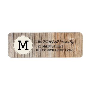 Rustic Woodgrain Monogram Address Label