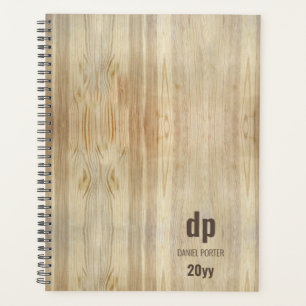 Rustic Woodgrain Monogrammed Planner
