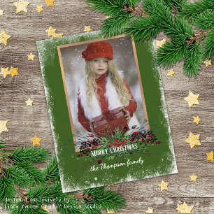 Rustic Woodgrain Pattern Seasonal Greeting Holiday Card